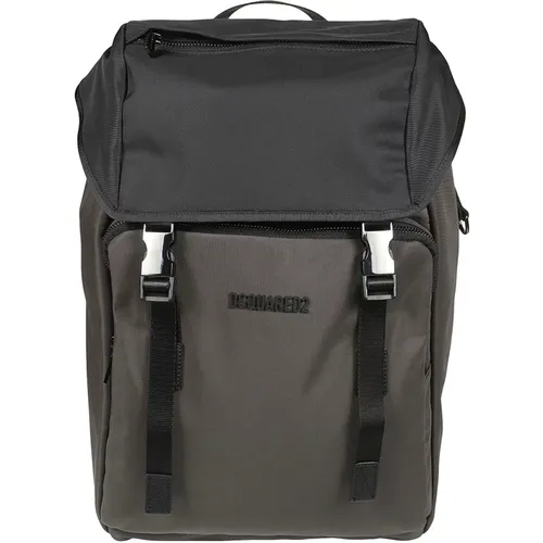 Dark Grey/Black Urban Backpack , male, Sizes: ONE SIZE - Dsquared2 - Modalova