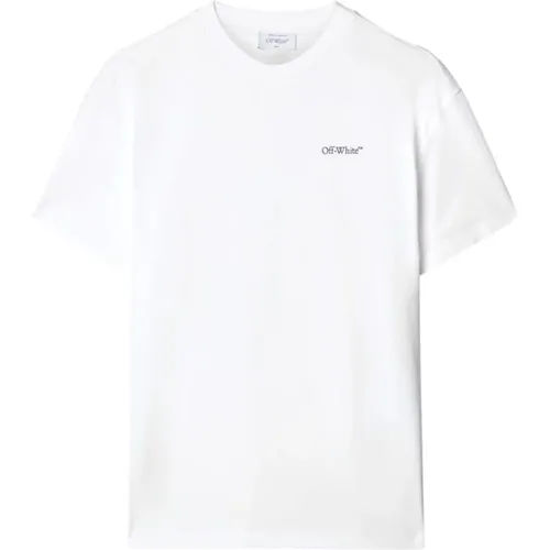 Off , Blumenmuster T-Shirt , Damen, Größe: XS - Off White - Modalova