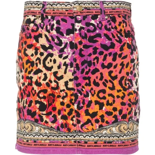 Pink Leo Foulard Panel Skirt , female, Sizes: 2XS, XS - Just Cavalli - Modalova