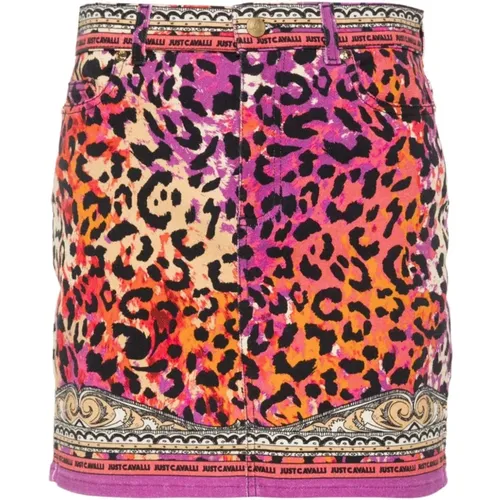 Pink Leo Foulard Panel Skirt , female, Sizes: S, M, L, XS - Just Cavalli - Modalova