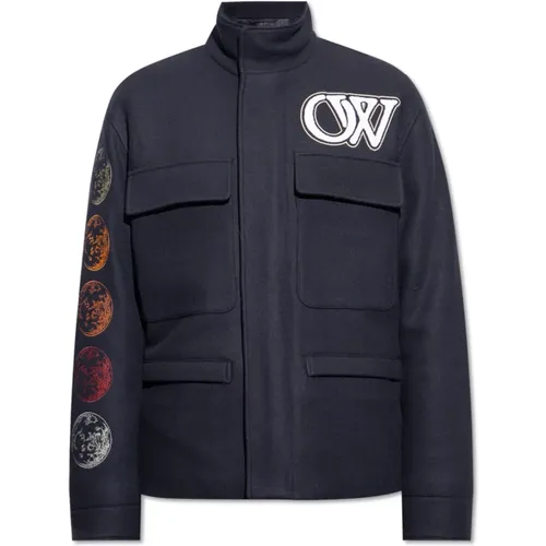 Jacket with logo , male, Sizes: M - Off White - Modalova