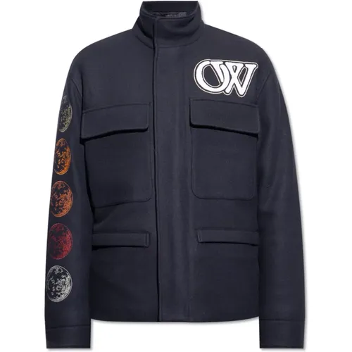 Jacket with logo , male, Sizes: M, L - Off White - Modalova