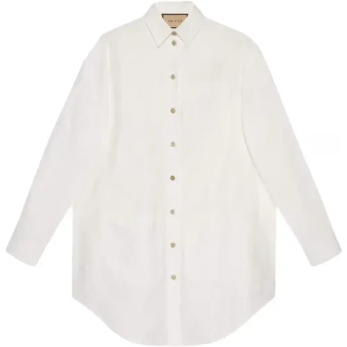 Button-up cotton shirt-40 , female, Sizes: XS - Gucci - Modalova