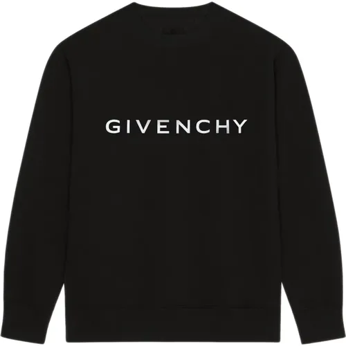 Schwarzer Creweck Pullover mit Signatur , Herren, Größe: L - Givenchy - Modalova