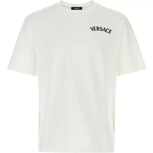 Weiße Baumwoll-T-Shirt , Herren, Größe: XL - Versace - Modalova