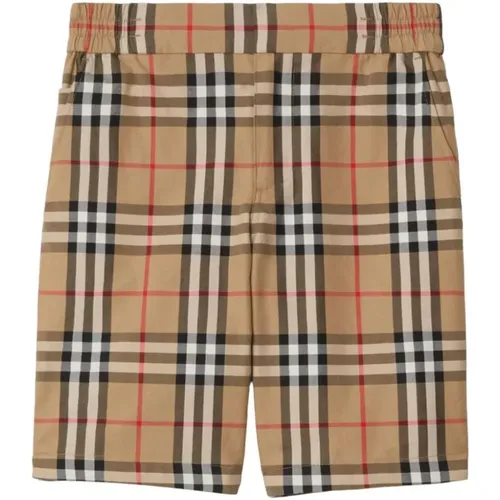 Baumwollshorts mit Vintage Check, Kinder-Shorts mit Haken- und Reißverschluss - Burberry - Modalova