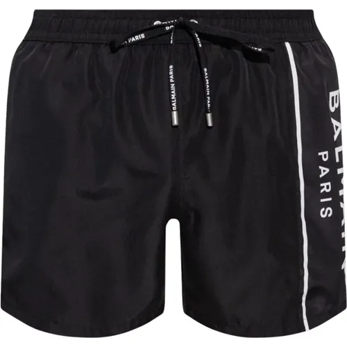 Swim shorts with logo , male, Sizes: M - Balmain - Modalova