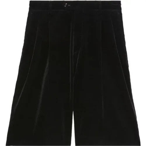Schwarze Shorts aus Stretch-Velours mit Taschen - Gucci - Modalova