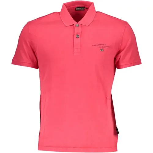 Rosa Polo Shirt mit Druck und Logo , Herren, Größe: L - Napapijri - Modalova