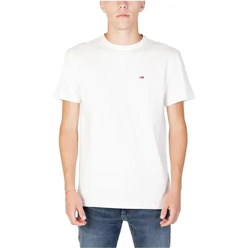 Weißes einfarbiges T-Shirt mit kurzen Ärmeln - Tommy Jeans - Modalova