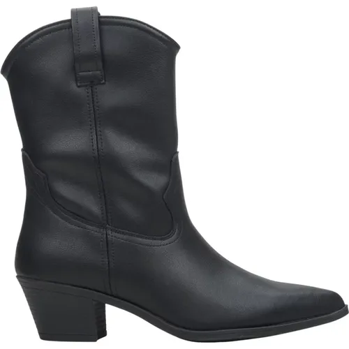 Damen Schwarze Low-Cut Cowboy Stiefel aus Echtem Leder Er00114337 , Damen, Größe: 37 EU - Estro - Modalova