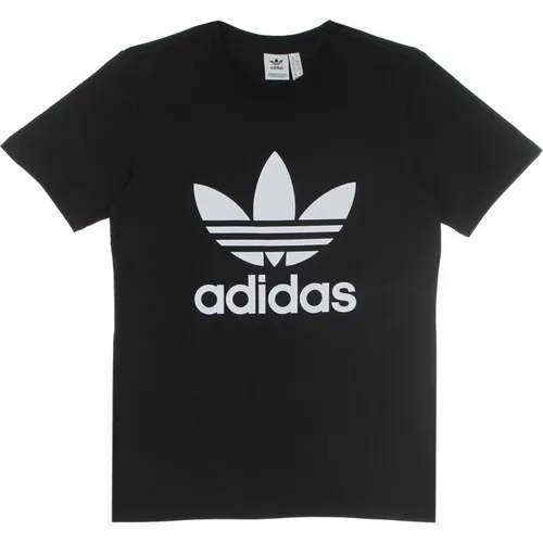 Schwarzes Trefoil Logo Tee Kurzarm , Damen, Größe: L - Adidas - Modalova