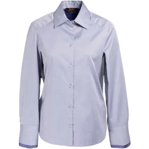 Elegantes Regular-Fit Hemd aus doppelt gefärbter Baumwoll-Twill , Damen, Größe: 2XS - Moorer - Modalova
