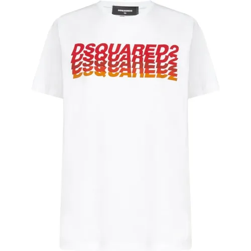 Herren Baumwoll Logo Print T-shirt , Damen, Größe: XL - Dsquared2 - Modalova