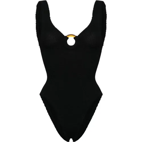 One-piece swimsuit with tortoiseshell ring , female, Sizes: ONE SIZE - Hunza G - Modalova