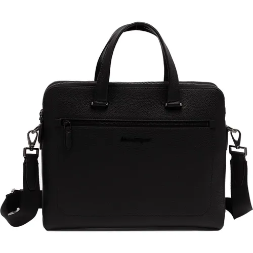 Firenze Leather Laptop Briefcase , male, Sizes: ONE SIZE - Salvatore Ferragamo - Modalova