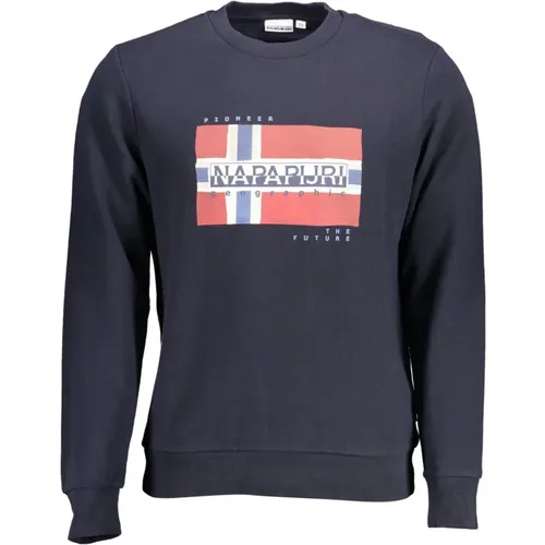 Herren Blauer Langarm-Sweatshirt , Herren, Größe: XL - Napapijri - Modalova