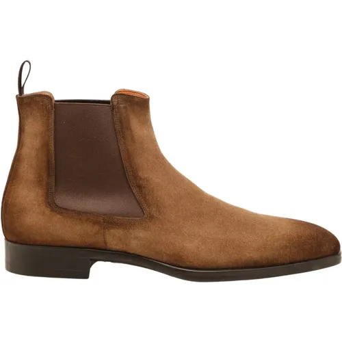 Brauner Chelsea Boot Wildleder , Herren, Größe: 40 EU - Santoni - Modalova