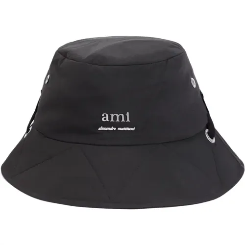 Schwarzer Bucket Hat mit Zugband - Ami Paris - Modalova