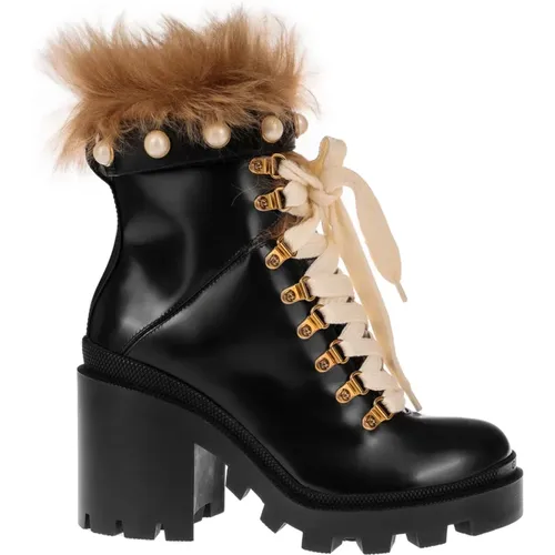 Leather Ankle Boots , female, Sizes: 3 1/2 UK - Gucci - Modalova