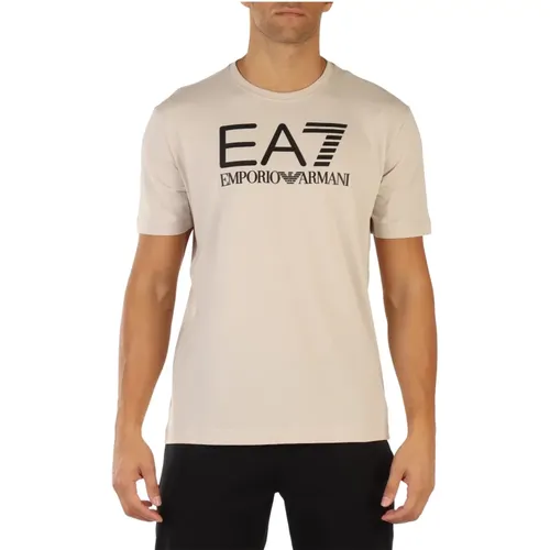 Cotton T-shirt with Embossed Logo Print , male, Sizes: XL - Emporio Armani EA7 - Modalova