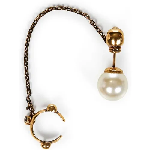 Golden Skull Pearl Earrings , female, Sizes: ONE SIZE - alexander mcqueen - Modalova
