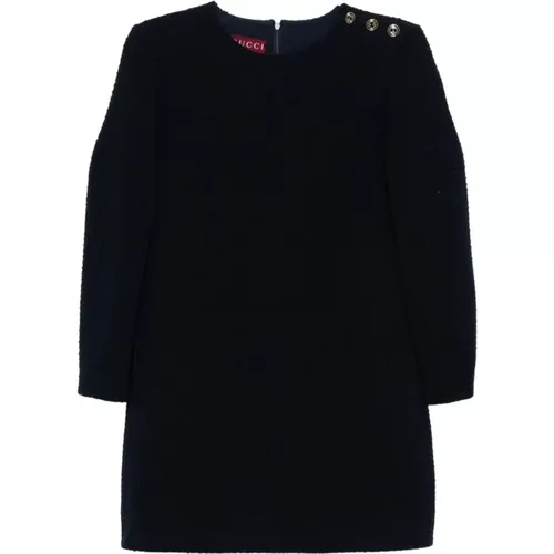 Navy Blue Wool Blend Bouclé Kleid - Gucci - Modalova