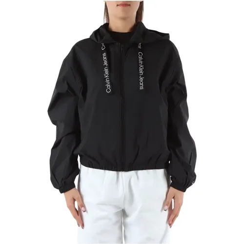 Technical Fabric Hooded Jacket , female, Sizes: M, S, XS - Calvin Klein Jeans - Modalova