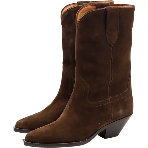 Khaki Leather Boots with Small Heel , female, Sizes: 6 UK, 4 UK, 5 UK, 3 UK - Isabel marant - Modalova