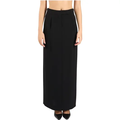 High-waisted long skirt with slit , female, Sizes: L, M, S, XS - Max Mara Studio - Modalova