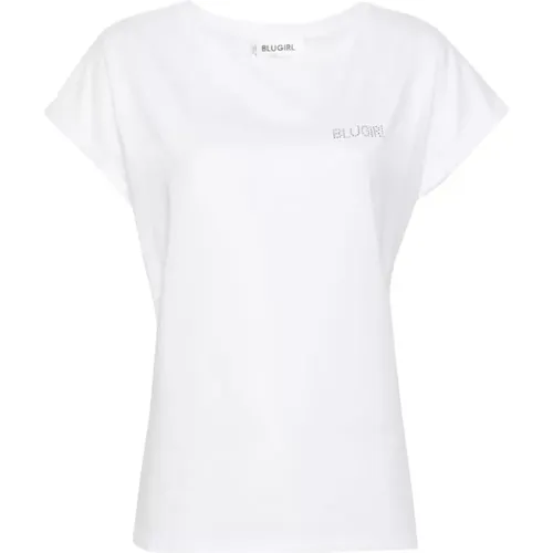 Optisches Weiß `Moda` T-Shirt , Damen, Größe: L - Blugirl - Modalova