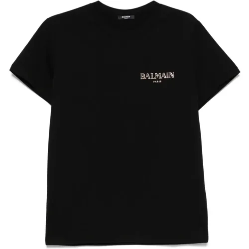 Schwarze Crew Neck T-shirts und Polos , Herren, Größe: L - Balmain - Modalova