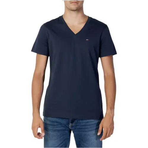 Mens V-neck T-shirt , male, Sizes: XL, S, 3XL, M, 2XL - Tommy Jeans - Modalova