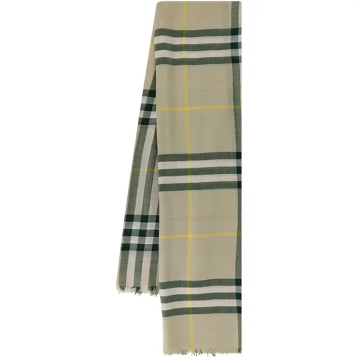 Wool Scarf with Frayed Profiles , female, Sizes: ONE SIZE - Burberry - Modalova