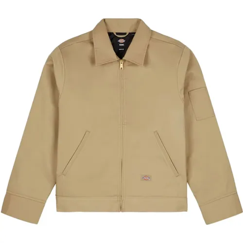 Khaki Cotton Jacket for Men , male, Sizes: S, M, XL - Dickies - Modalova