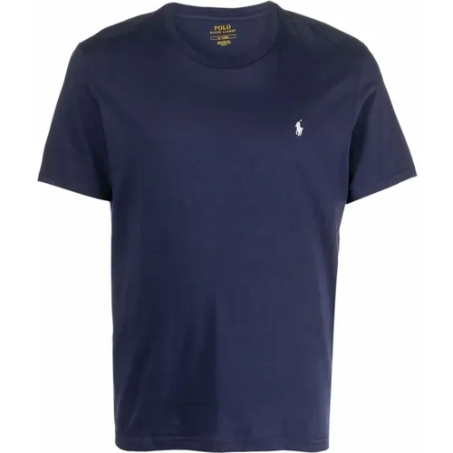 Blaues Baumwoll-T-Shirt mit Polo Pony Stickerei , Herren, Größe: 2XL - Polo Ralph Lauren - Modalova