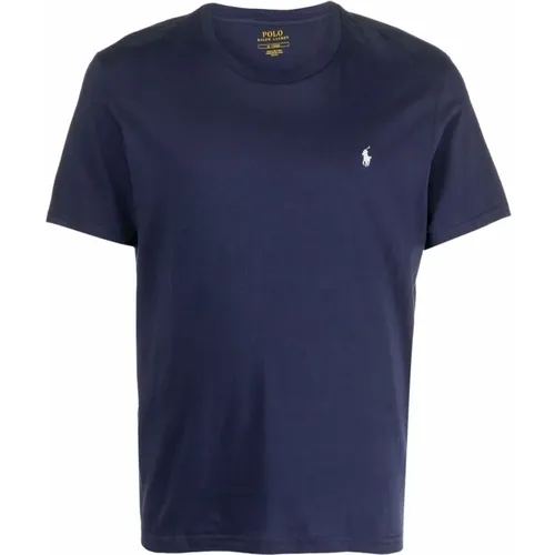 Blaues Baumwoll-T-Shirt mit Polo Pony Stickerei , Herren, Größe: L - Polo Ralph Lauren - Modalova