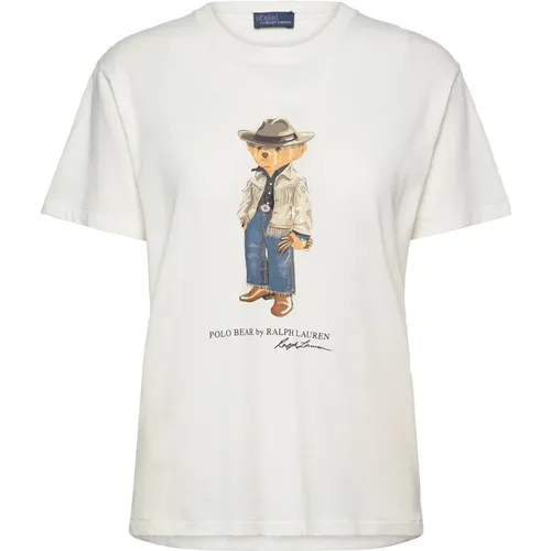 Jersey Fringe T-Shirt , Damen, Größe: M - Ralph Lauren - Modalova