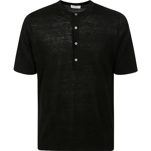 Half-sleeved Linen Polo Shirt with Collar , male, Sizes: 2XL, M, L - Filippo De Laurentiis - Modalova