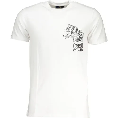 Druck Logo Rundhals T-Shirt , Herren, Größe: M - Cavalli Class - Modalova