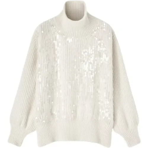 Sequin High Neck Wool Sweater , female, Sizes: XS - Ermanno Scervino - Modalova