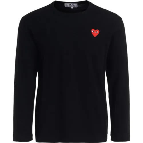 Langarm T-Shirt mit rotem Herz , Herren, Größe: 2XL - Comme des Garçons Play - Modalova