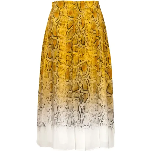 Yellow Pleated Skirt Magnetic Button Closure , female, Sizes: L, S - Max Mara Studio - Modalova