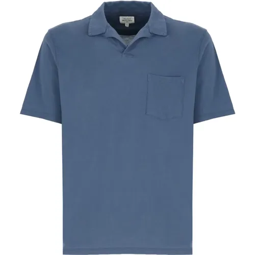 Blau Baumwoll-Poloshirt mit Kragen , Herren, Größe: L - Hartford - Modalova