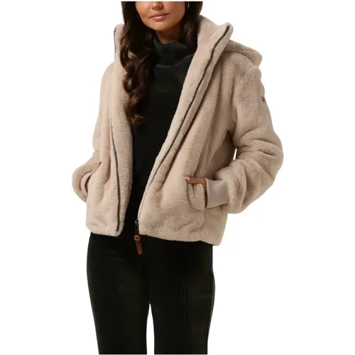 Faux Fur Jacke Ecru Evelyn , Damen, Größe: XL - Moscow - Modalova