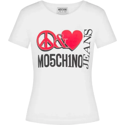 Kurzarm T-Shirt mit Logo-Print , Damen, Größe: M - Moschino - Modalova