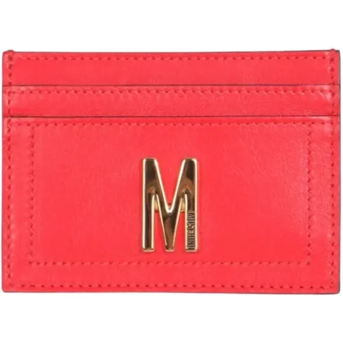 Leather Card Holder , female, Sizes: ONE SIZE - Moschino - Modalova
