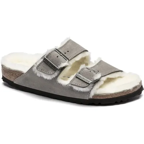 Shearling Stone Coin Arizona Sandals , female, Sizes: 3 UK, 4 UK, 5 UK, 7 UK, 6 UK - Birkenstock - Modalova