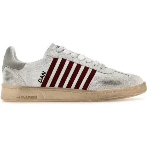 Weiße Leder Boxer Sneakers , Herren, Größe: 43 EU - Dsquared2 - Modalova