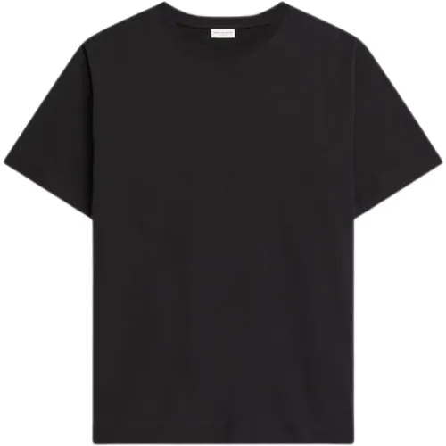 Schwarzes Rundhals Baumwoll T-Shirt , Herren, Größe: M - Dries Van Noten - Modalova